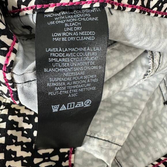 Anthropologie Maeve Colette Cropped Wide Leg Pants | Black‎ White Print | SZ 33T - Picture 12 of 13